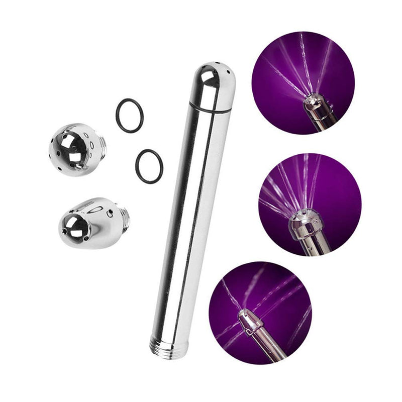 [Australia] - Shower Enema Douche Attachments Aluminium 3 Shower Head Water Nozzle Anal Rinse Vaginal Cleaning Kit Cleaner + Velvet Carry Bag 