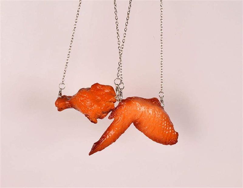 [Australia] - Hanmade Simulation Fried Chickens Pendant Necklace Funny Creative Resin Simulation Food Chicken Legs Wings Link Chain Necklace for Women Men Girls Boys Jewelry leg 