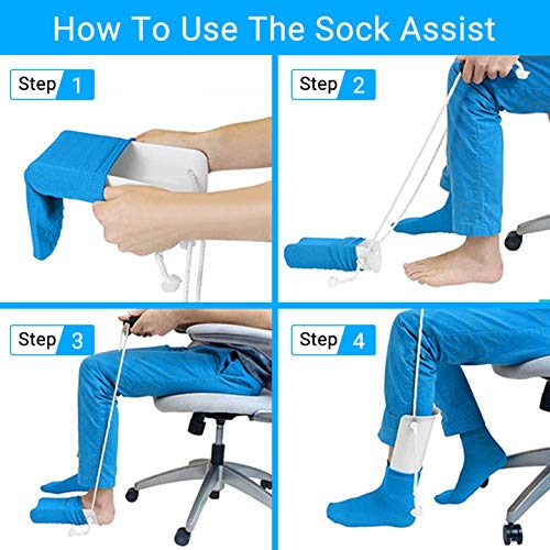 [Australia] - Sock Aid Helper,ANGGREK 1 Disability Aids Extends Reachup To 33", Easy on & Off Stocking Slider Plastic Sock Helper Aide Tool for Elderly, Pregnant, Disability 