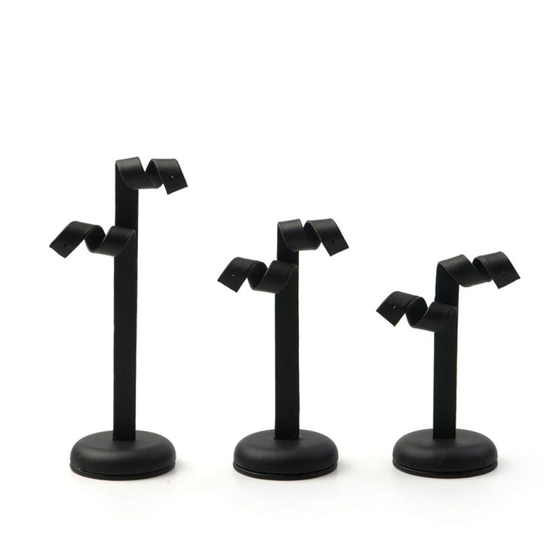 [Australia] - Oirlv 3 Premium Leather Earring Display Stand Showcase Earring Organizer Holder (Black) Black 