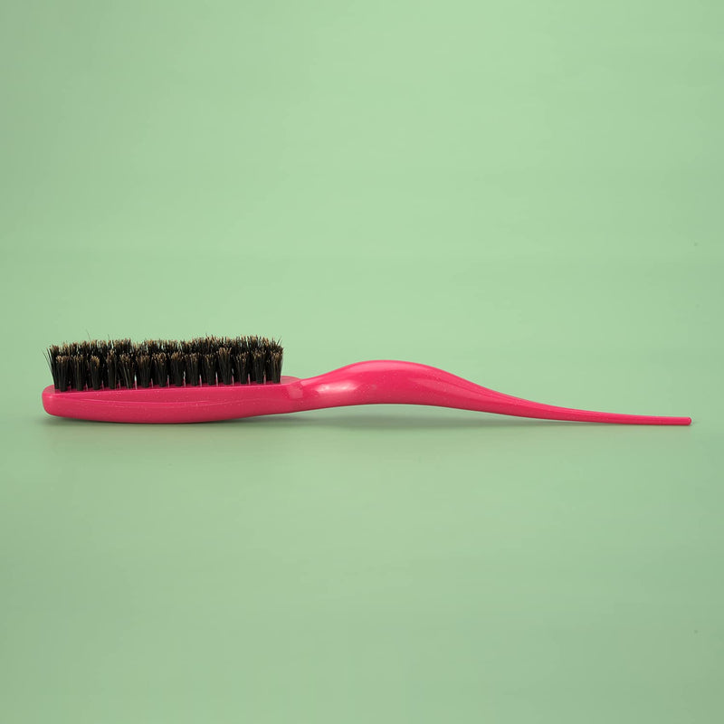 [Australia] - Euvoym 1 Piece Hot Pink Hair Teasing Brush Boar Bristle Hair Brush for Volume Hair Scalp Massage (Pink) 