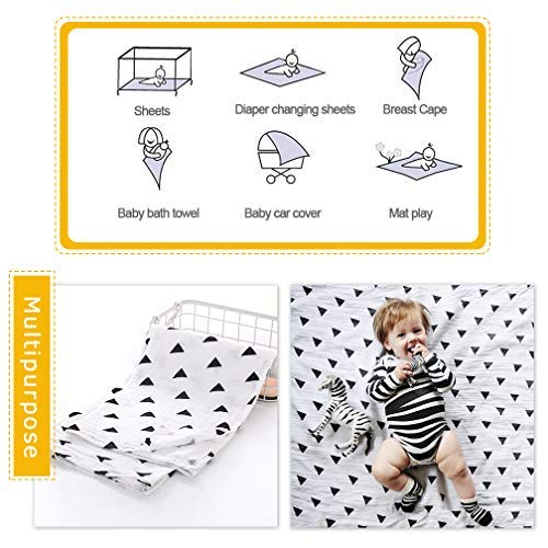 [Australia] - 3 Pack Baby Muslin Washcloths 120cmX120cm Cartoon Cotton Muslin Newborn Towel Large Gauze Squares Babies Swaddle Blanket Shower Wipes by ALBOYI(Fish/Fox/Geometric Print) 3pack 