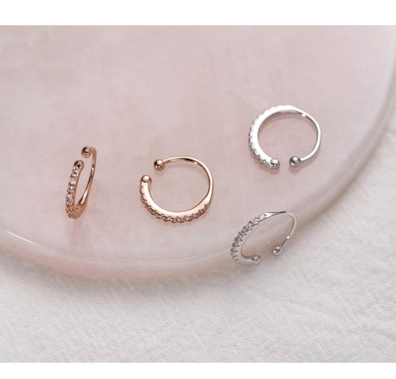 [Australia] - Huggie Cuff Clip On Cubic Zirconia 925 Sterling Silver Small Hoop Earrings for Women Teen Girls Cartilage Fashion Wrap No Piercing Ear Hypoallergenic 