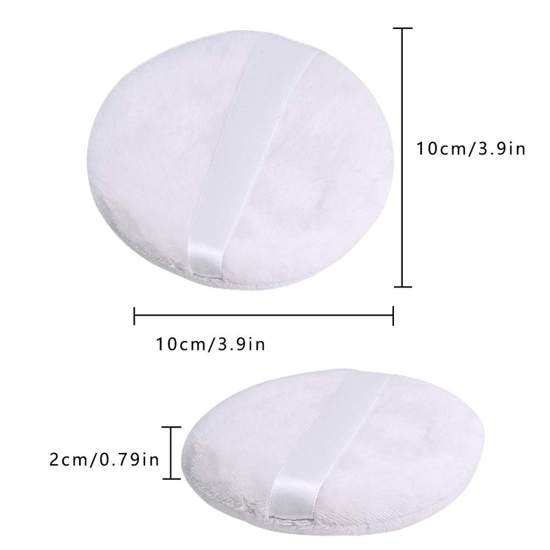 [Australia] - 5 PCS Large Powder Puff, 4.13 Inch Velour Body Powder Puff Round Fluffy Powder Puffs Ultra Soft Body Puff Washable for Loose Body Powder Face Powder Baby Powder Makeup with Ribbon and Case 