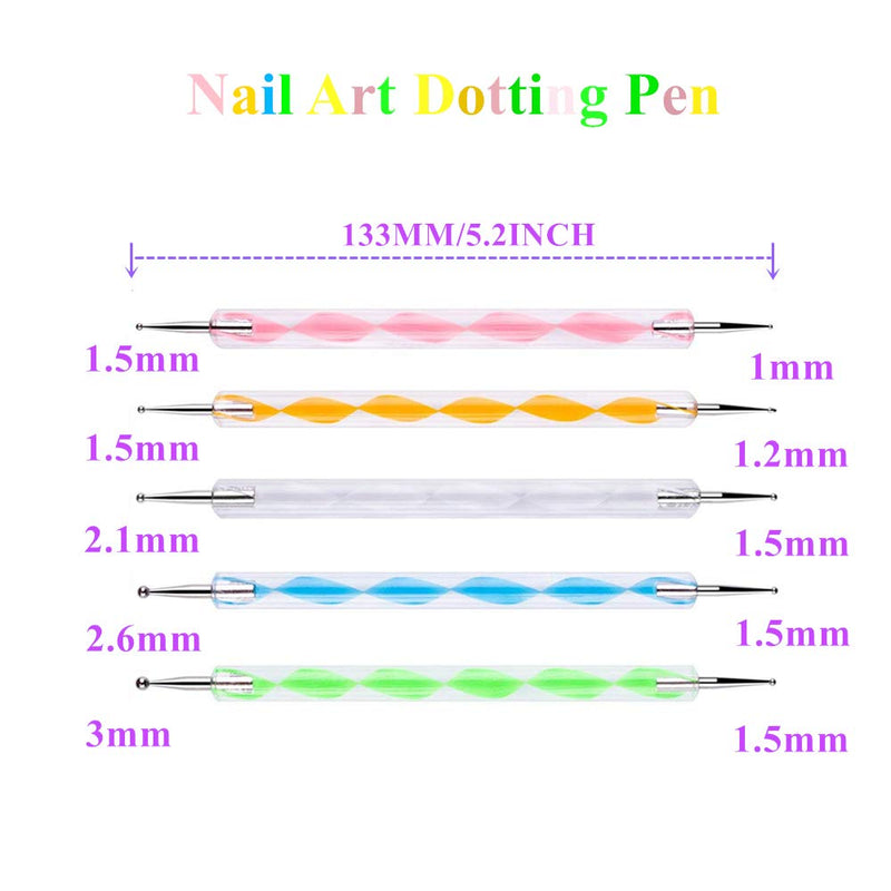 [Australia] - 5 pc 2 Way Dotting Pen Tool Nail Art Tip Dot Paint Manicure kit (5PC) 