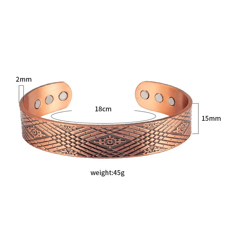 [Australia] - EnerMagiX Copper Magnetic Bracelets for Men Women,Cross Sailboat Patterns Magnetic Bracelet with 6 Magnets,Adjustable Bangle Gift 