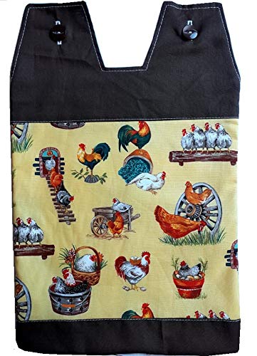 [Australia] - 100% Cotton Catheter Night Bag Holder with Handle. Cover for a Catheter Night Bag. Nutex. Chickens Pattern. 
