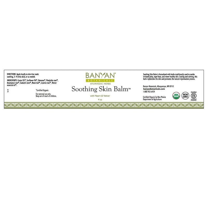 [Australia] - Banyan Botanicals Soothing Skin Balm - Certified Organic, 4 oz - Neem and Vetiver Supporting the Natural Healing Process of Red, Irritated Skin, and Scaly, Dry Rashes 