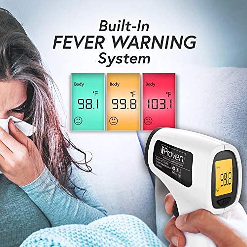 [Australia] - No Touch Infrared Thermometer, Health Care Temporal Forehead Temp Gun, Digital Medical iProven Non Contact Thermometer, Ideal for Adults and Kids, Measures Fever in Safe Distance (2-6 Inch) Black 