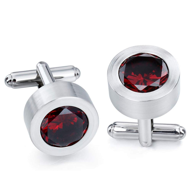 [Australia] - AMITER Removeable Crystal Cufflinks with Four Changeable Zircon Colors for Men's Wedding silver 