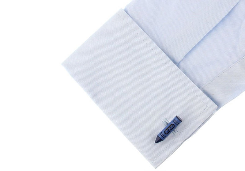 [Australia] - MRCUFF Crayon Blue Pair Cufflinks in a Presentation Gift Box & Polishing Cloth 