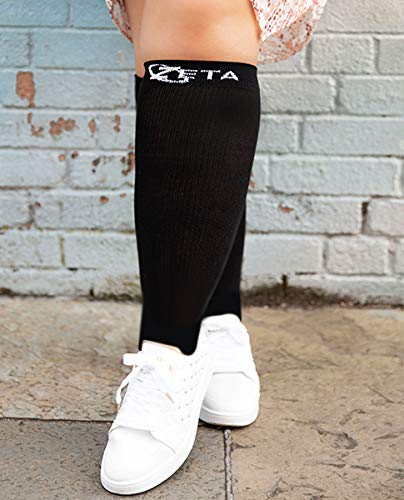 [Australia] - Zeta Socks Open Toe XXL 24 Inch Wide Calf Plus Size Compression 20-30 mmHg for Fatigue, Pain, Leg Swelling, Soothing Comfy Gradient Support, Prevents Swelling, Pain, Edema, DVT (1 Pair) Black 