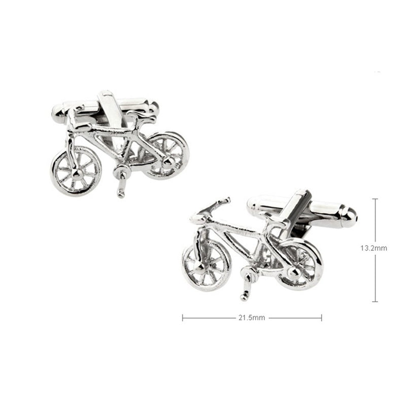 [Australia] - Men's Cufflinks 3D Bike Silver Bicycle Cuff Links for Shirt 