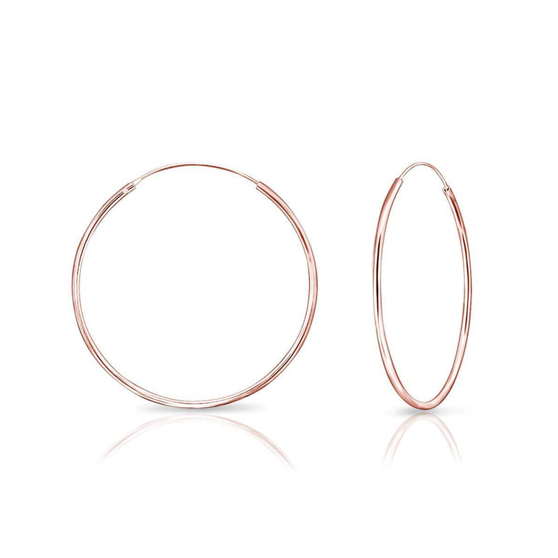 [Australia] - DTPsilver® 925 Sterling Silver Rose Gold plated TINY/SMALL/MEDIUM/LARGE Hoops/Sleepers Earrings - Thickness 1.5 mm - Diameter 8, 10, 12, 14, 16, 18, 20, 25, 30, 35, 40, 50, 60, 70, 80 mm 40 mm 