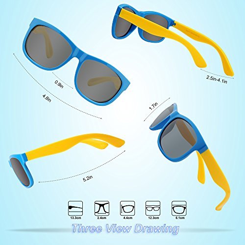 [Australia] - RIVBOS Rubber Kids Polarized Sunglasses With Strap Glasses Shades for Boys Girls Baby and Children Age 3-10 RBK023 Rbk023-1 Blue 