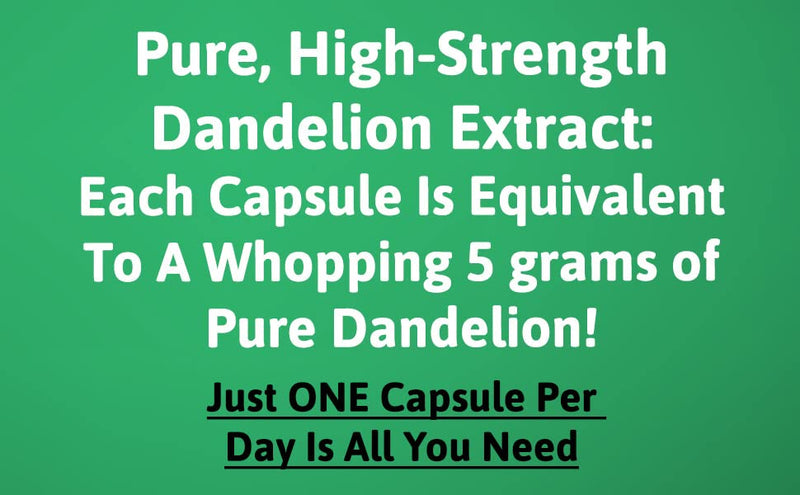 [Australia] - High-Strength Dandelion Extract Capsules (10:1) 5,000mg Per Capsule - 90 Per Bottle, Vegan Safe, UK Manufactured 