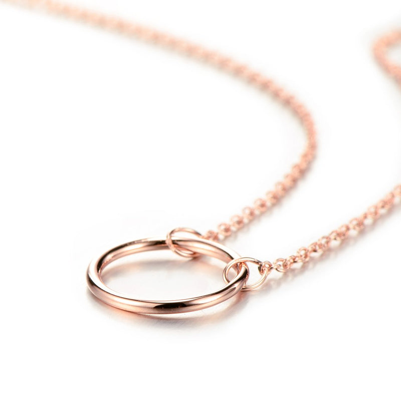 [Australia] - Open Circle Necklace in Yellow Gold, Rose Gold or Rhodium over 925 Sterling Silver rose-gold-flashed-silver 