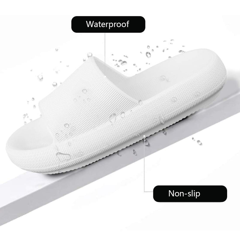 [Australia] - Menore Slippers for Women and Men Quick Drying, EVA Open Toe Soft Slippers, Non-Slip Soft Shower Spa Bath Pool Gym House Sandals for Indoor & Outdoor 4.5-5 Women/3.5-4 Men White 