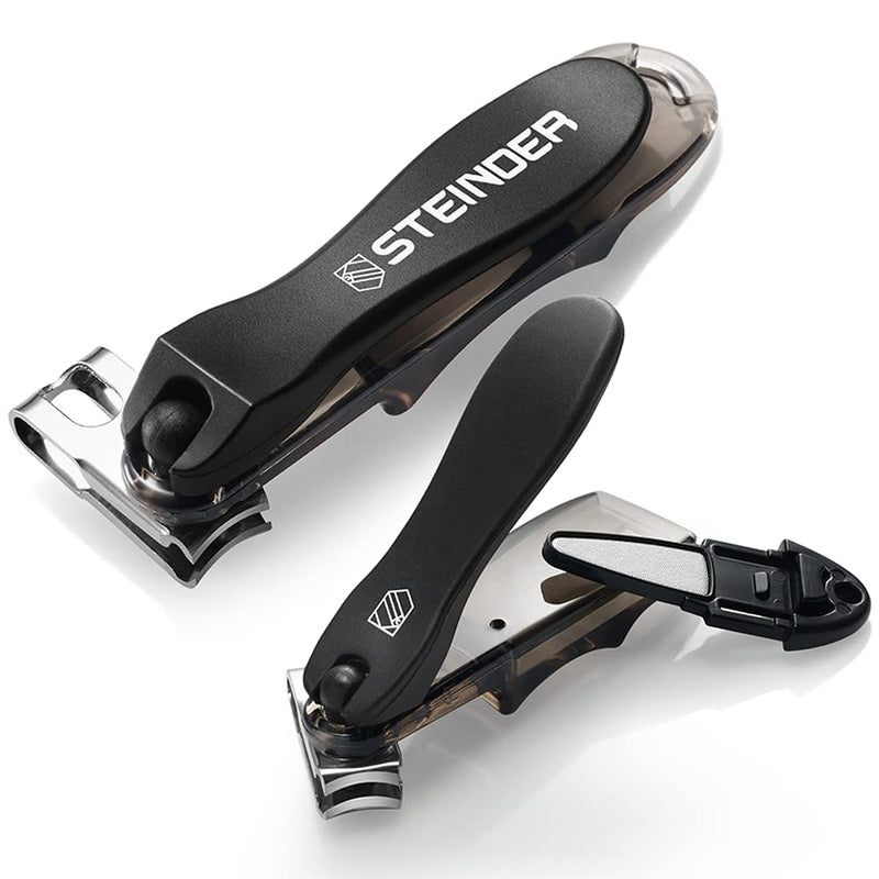 [Australia] - Steinder 360 Degree Rotary Nail Clipper, Nail Cutter, Heavy Duty Stainless Steel Fingernail Clipper for Men & Women - Black Slim Black 