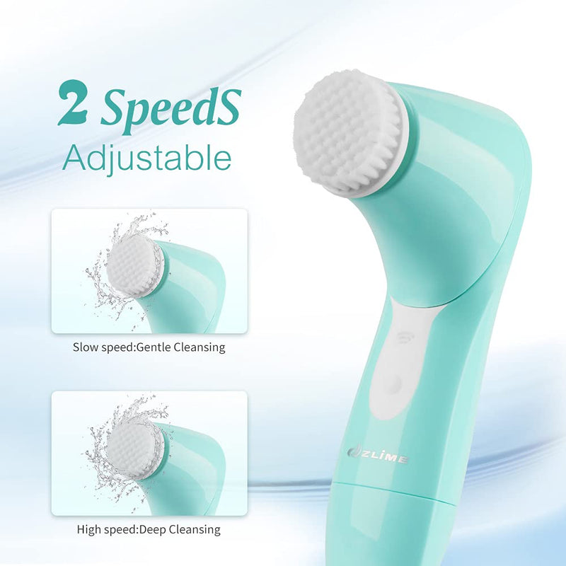 [Australia] - Facial Cleansing Brush,ZLiME 4 in 1 Waterproof Face Cleansing Spin Brush Set for Deep Cleansing,Gentle Exfoliating,Makeup Remove& Face Massaging(Blue) Blue 