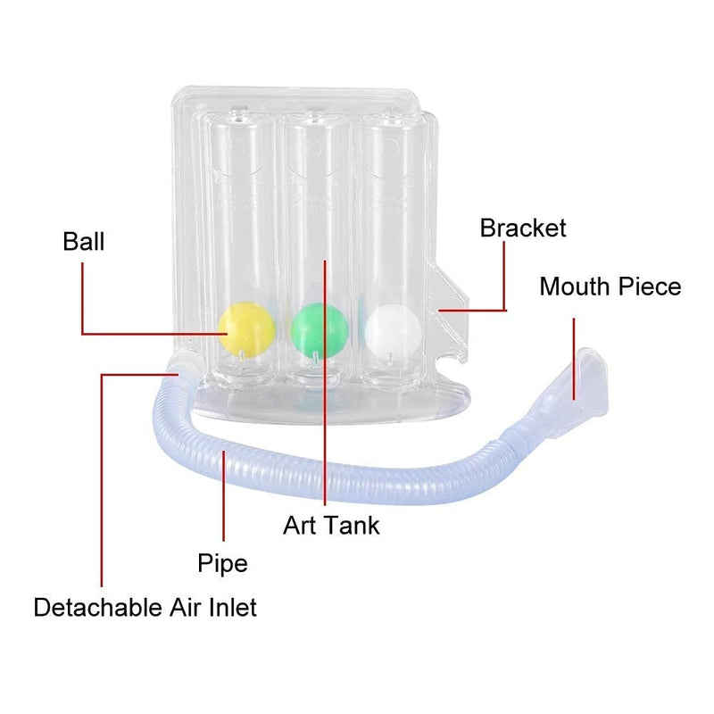 [Australia] - Lung Exerciser - 3-Ball Deep Lung Breathing Exerciser Spirometer Breathing Balls Safe Breath Exercise System Respirometer 