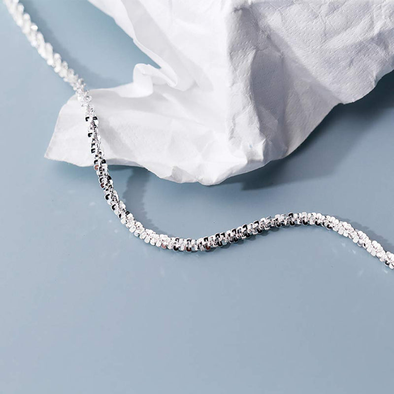 [Australia] - EVERU Sterling Silver Anklet Bracelet Sparkle Rope Italian Chain 9 10 11 inch Hypoallergenic Jewelry for Women 9.0 Inches 