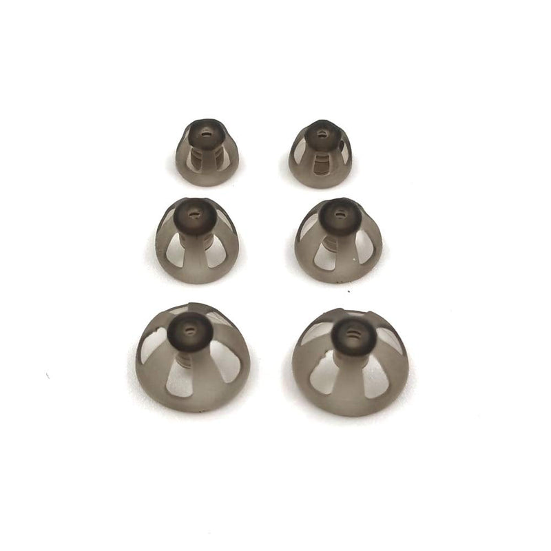 [Australia] - Hearing Aid Domes Smoky Gray Tips Ear Pieces Comfortable for Open Fit BTE Sound Amplifier PSAP Kit Invisible, except for RIC 5+8+10mm(Mixed * 6) 