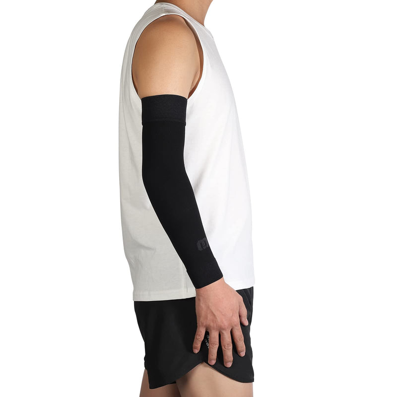 [Australia] - MGANG® Lymphedema Compression Arm Sleeve for Women Men, Opaque, 15-20 mmHg Compression Full Arm Support Without Silicone, Relieve Swelling, Edema, Post Surgery Recovery, Single Black XXL Black (15-20 Mmhg Without Silicone) XX-Large(Single) 