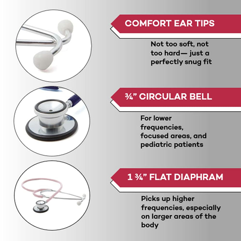 [Australia] - Dealmed General Exam Stethoscope – Professional Economy Dual-Head Medical Stethoscope with Lightweight Chestpiece, Flexible 32” Tubing & Comfort Eartips (Black) Black 