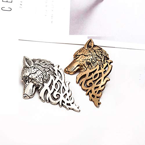 [Australia] - MIXIA Vintage Wolf Head Lapel Brooch Pin Badge Jewelry for Women Men Animal Brooches Jewelry Antique gold 