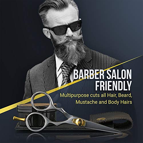 [Australia] - ONTAKI Premium Hand Forged Barber Salon Japanese Steel Beard Mustache Hair Shears Scissors for Bangs Haircuts 5.0 