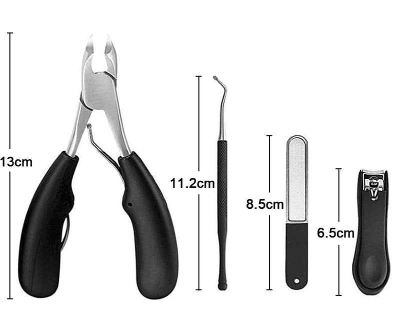 [Australia] - Hexint 4pcs Toenail Clippers for Thick or Ingrown Toenails Stainless Steel Podiatrist Tool Strong Big Hard Nails Scissors Clipper Lifter File Kit 