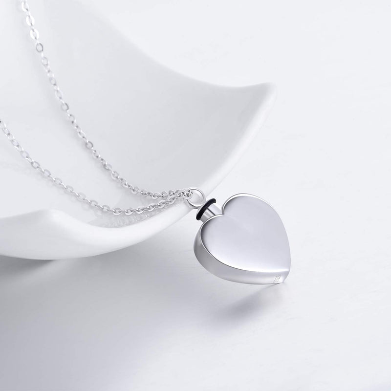 [Australia] - PEIMKO 925 Sterling Silver Heart Urn Necklaces Engraved Pawprint/Always in My Heart/Without Engraved/Personalized Cremation Keepsake Necklace for Ashes Pet Ashes 