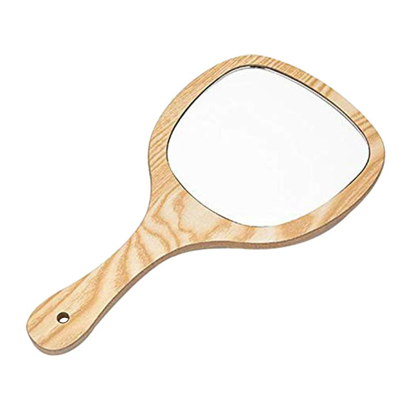 [Australia] - Lurrose Hand Mirror Wood Handheld Mirrors with Handle Wall Mounted Bathroom Mirror for Women Makeup Salon Travel (Sector Varnish - Medium Size) 
