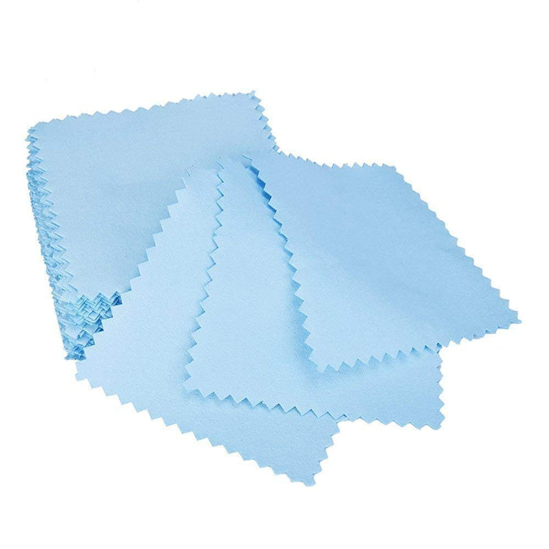 [Australia] - Premium Jewelry Cleaning Cloth 50 Pack by Divine Light, Polishing Cloths for Gold Silver and Platinum Jewelry, Watch, Coins, Glasses - Cleaning Towels to Keep Jewelry Clean and Shiny Blue 