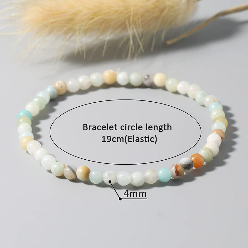 [Australia] - Jewdreamer 10 Pcs 4mm Mini Gemstone Energy Bracelets for Women Tiny Crushed Stone Natural Stone Statement Bracelet Charm Beaded Couples Stretch Bracelets Jewelry 