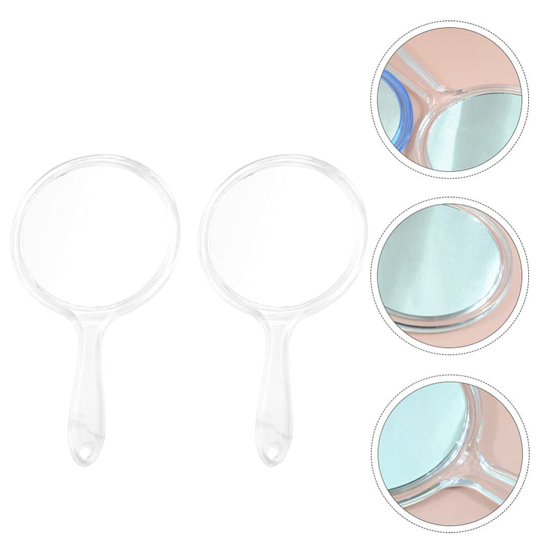 [Australia] - Minkissy Handheld Mirrors, 2Pcs Double- Sided Hand Mirror 1X/ 3X Magnifying Mirror Travel Makeup Mirror with Handle Makeup Tool (Clear) 