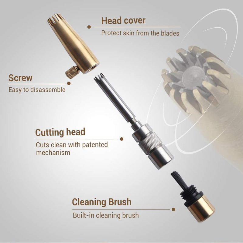 [Australia] - [MADE IN KOREA] ROYAL Anti-bac Nose Hair Trimmer for Men, Manual, Battery-free, Stainless & Brass, Waterproof, Painless with Patented Mechanism ET-32 Brass & Stainless 