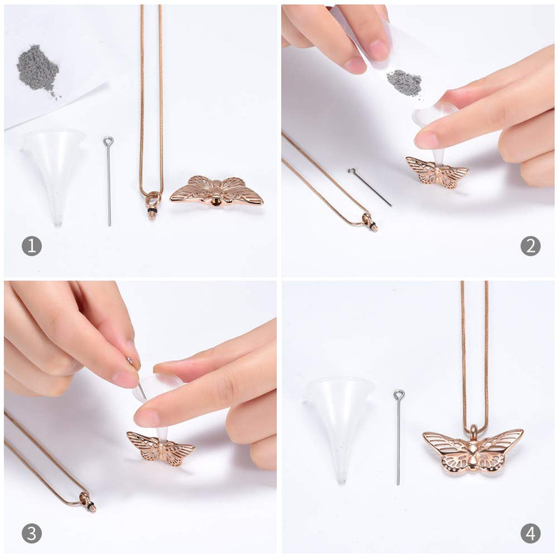 [Australia] - Minicremation Cremation Jewelry for Ashes Memorial Keepsake for Beloved's Ashes Urn Pendants Butterfly Cremation Necklace for Ashes Rose gold 