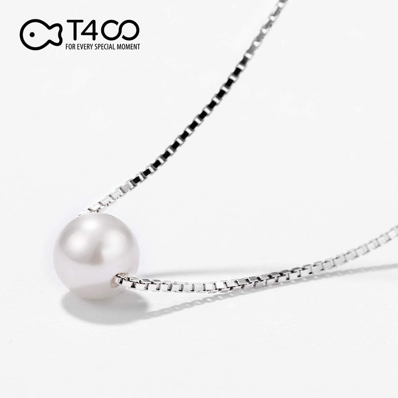 [Australia] - T400 925 Sterling Silver Freshwater Pearl Pendant Necklace and Drop Stud Earrings Christmas Gift for Women Girls Purity Style - Necklace 