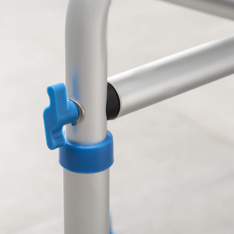 [Australia] - HOMCOM Shower Chair for the Elderly and Disabled, Adjustable Padded Shower Stool with Built-in Handle and Non-slip Suction Foot Pads, Blue 