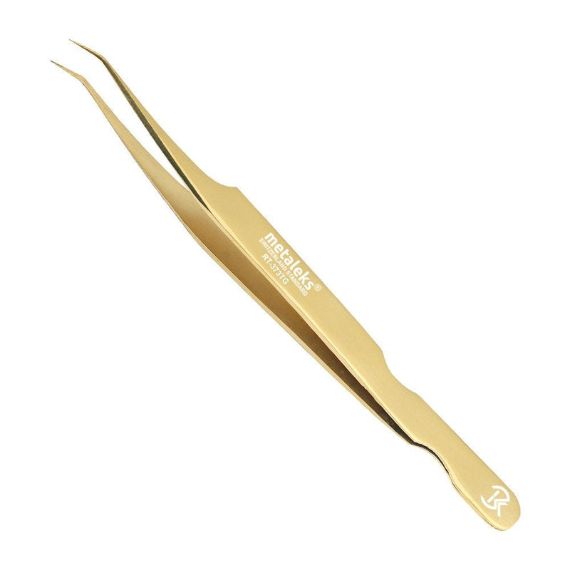 [Australia] - Metaleks 3PCS Eyelash Tweezers Set Make Fans Volume Isolation 2D 3D 4D 6D 8D In Gold Titanium Coated With Glitter Golden Magnetic Pouch. 