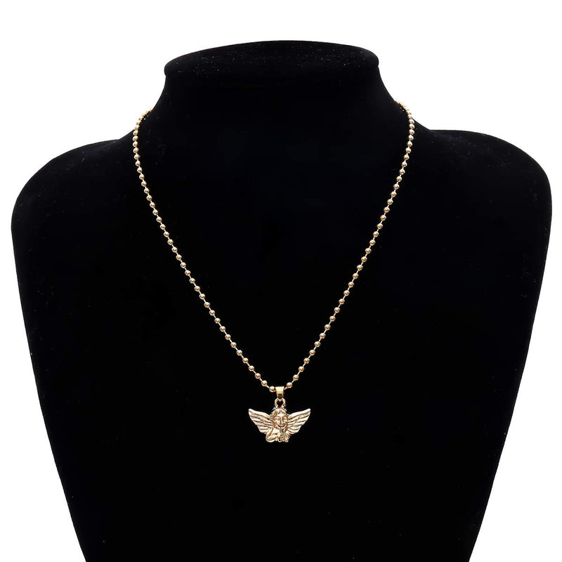 [Australia] - Gold Angel Baby Wings Pendant Necklace.Cupid Love God Choker Egirl Necklace Infinity Guardian Infant Cherub Neutral Necklace for Girl Teens 