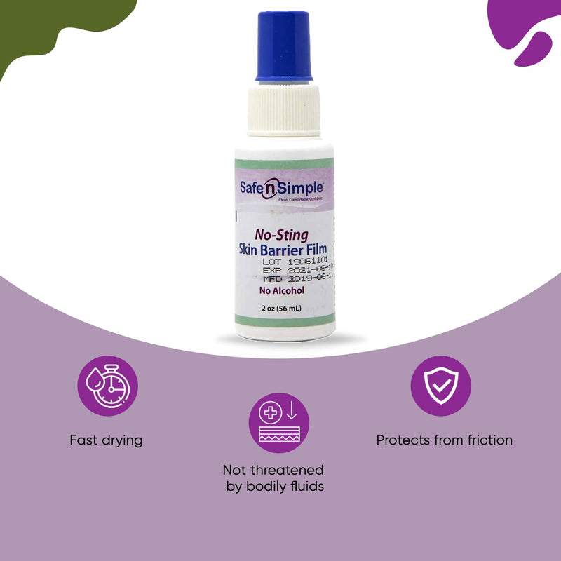 [Australia] - Safe n' Simple No Sting Barrier Film Spray, Odor-Free Pre Tape Spray, No-Alcohol Skin Prep Spray, 2 Ounce Spray Bottle, (SNS80792) 