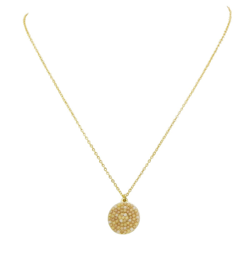 [Australia] - Rosemarie Collections Women's Simple Beaded Circle Pendant Necklace Jewelry Gift Set Ivory 