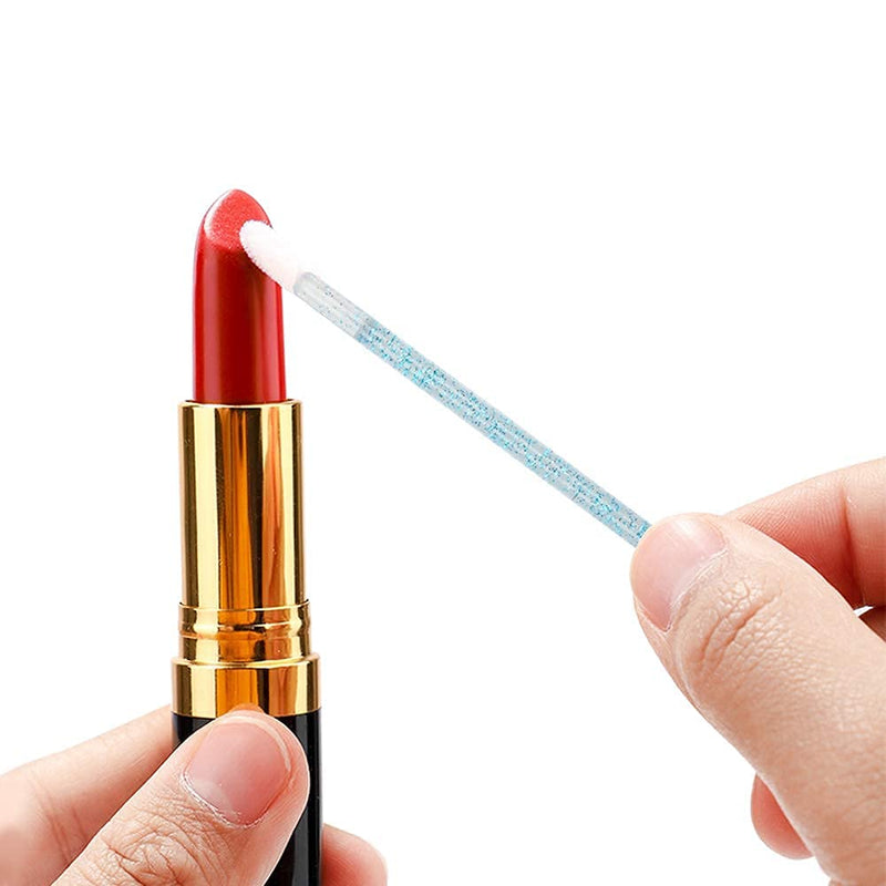 [Australia] - 300 PCS Lip Brushes Disposable Lip Gloss Wands Lipstick Applicator Makeup Tool, Crystal Blue Handle 