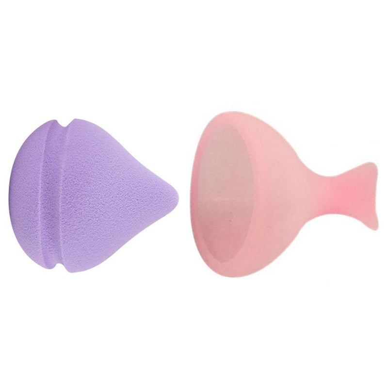 [Australia] - HEYNA Q Mermaid Makeup Sponge with Silicone Handle | Soft Beauty Blender Sponge Round Head Puff for Foundations Liquid Creams Concealer (Pink) Mermaid Pink 