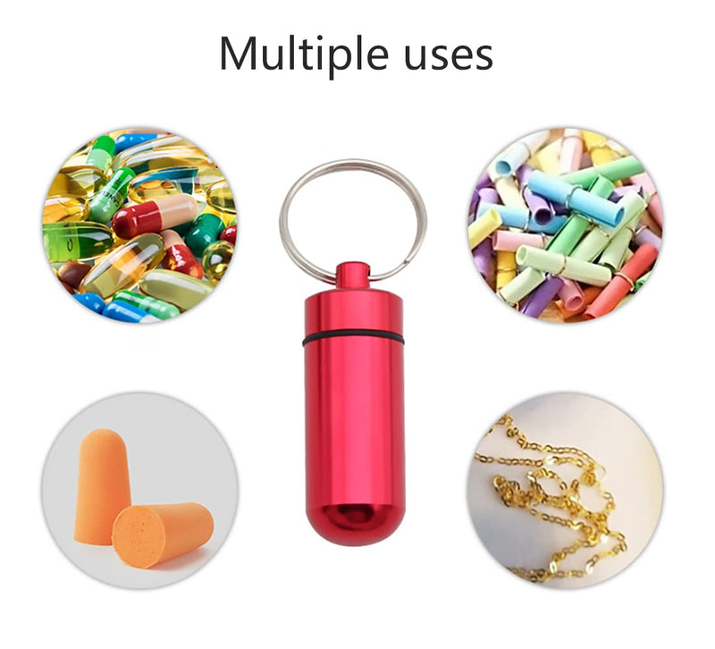 [Australia] - 7 Pcs Portable Mini Pill Boxes Waterproof Aluminum Alloy Pills Bottle 7 Colors in 7 Days Pill Holder Keychain Pill Container 
