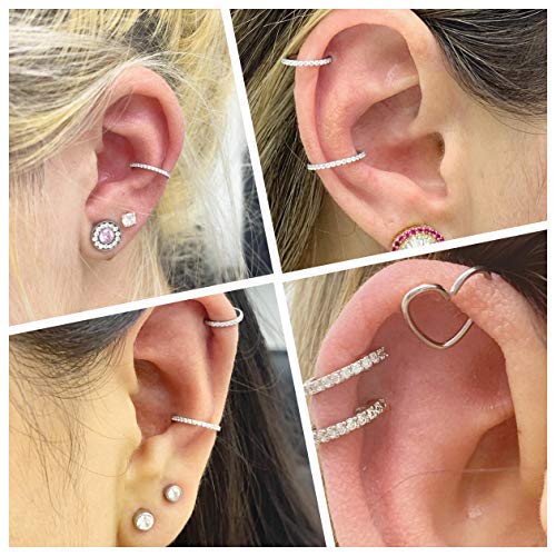 [Australia] - OUFER Nose Rings Surgical Steel Cartilage Earrings Tragus 316L Stainless Steel Helix Earrings Cartilage Earring 14G/16G/18G/20G Hinged Segment Rings Hoop 10mm Diameter 