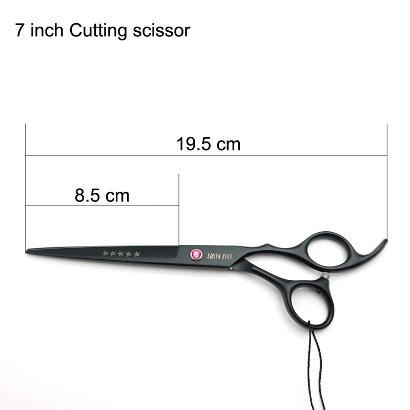 [Australia] - 7.0 inch hair scissors set Hair cutting scissors & thinning scissors with razor combs in 1 set (Black) 